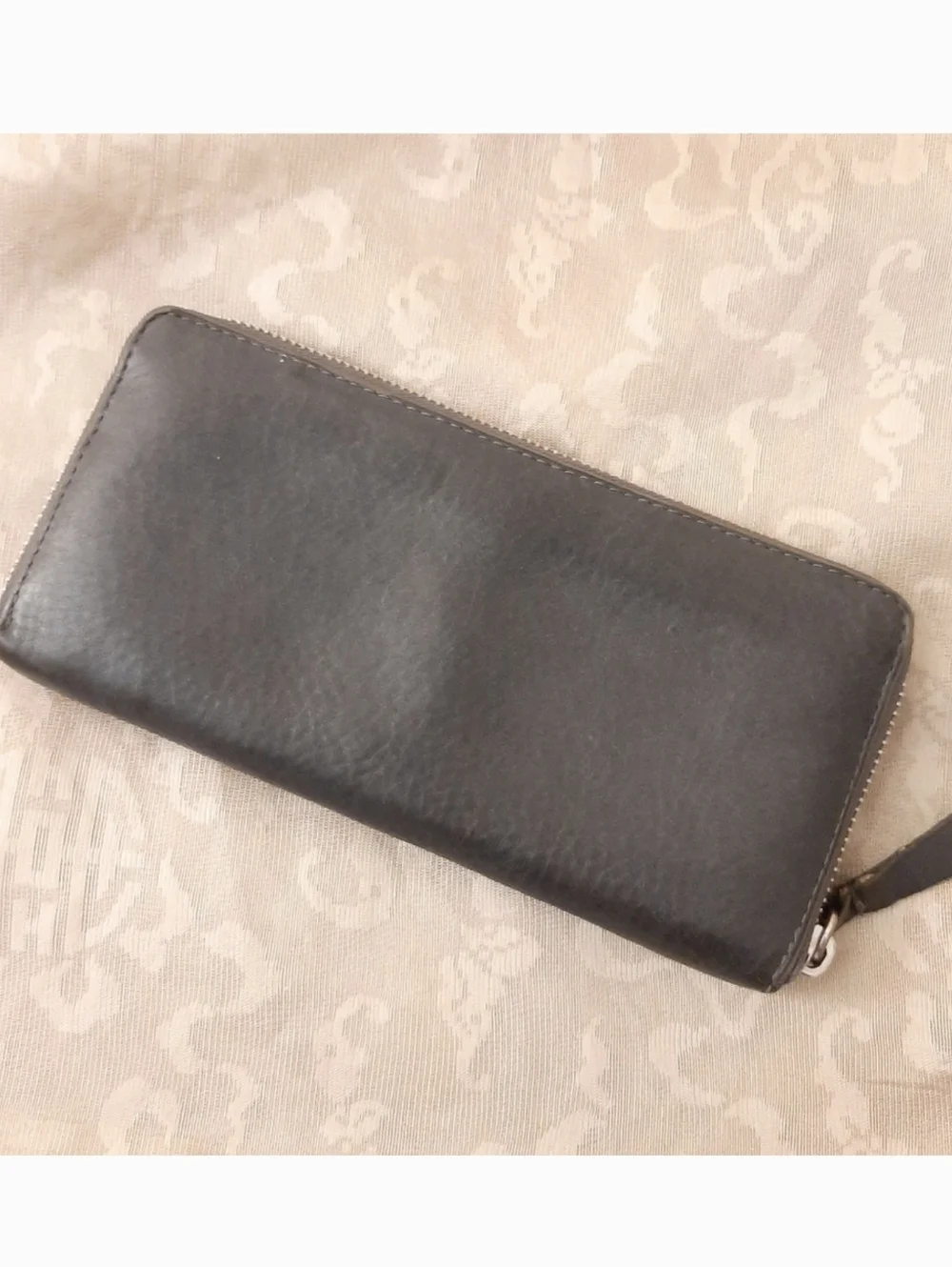 Cole Haan Leather Wallet Continental Wallet Clutch Grey Blue Zip Around